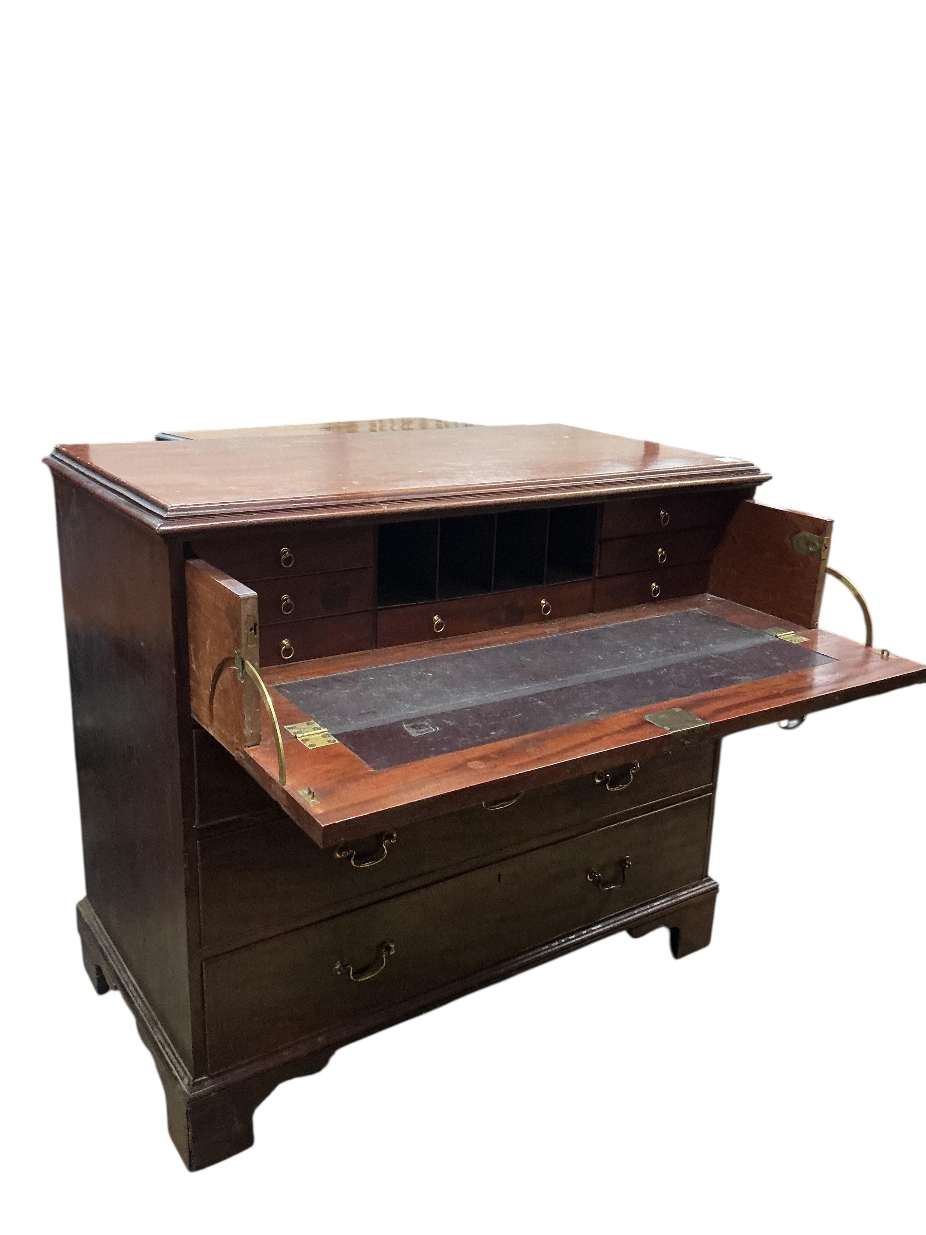 A George III mahogany secretaire chest, width 121cm, depth 62cm, height 109cm